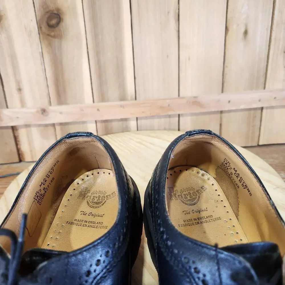 Vintage Dr. Martens 3989 Shoes Mens 10 Black Leather Wingtip Brogue Made England